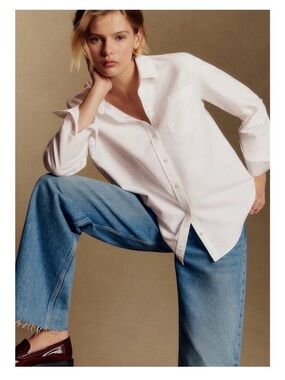 EUC Sezane white Tomboy Shirt in size 42